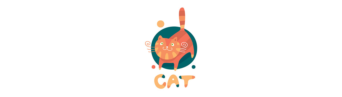 Cat logo branding  Collaboration cute Logotype mark ILLUSTRATION 