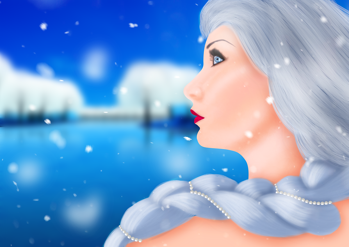 frozen lake girl White cold portrait