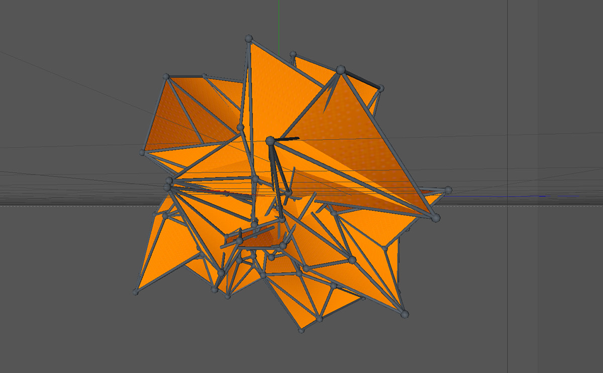 3D animated polygon c4d cinema4d illumination orange reflection abstract minimal