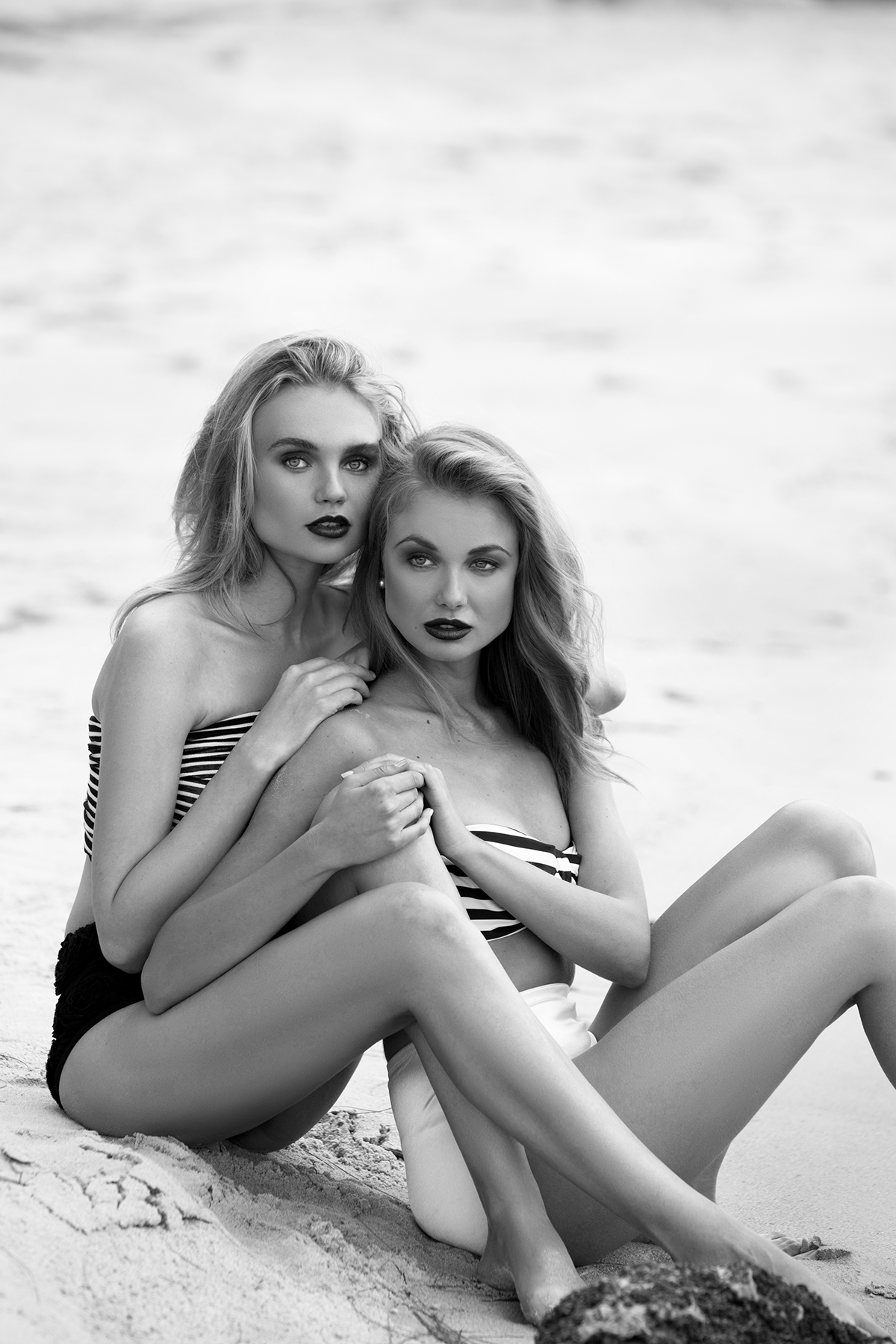 beauty blackandwhite girls makeup MUA sea beach miami emotions clothes editorial retouch photoshop postproduction