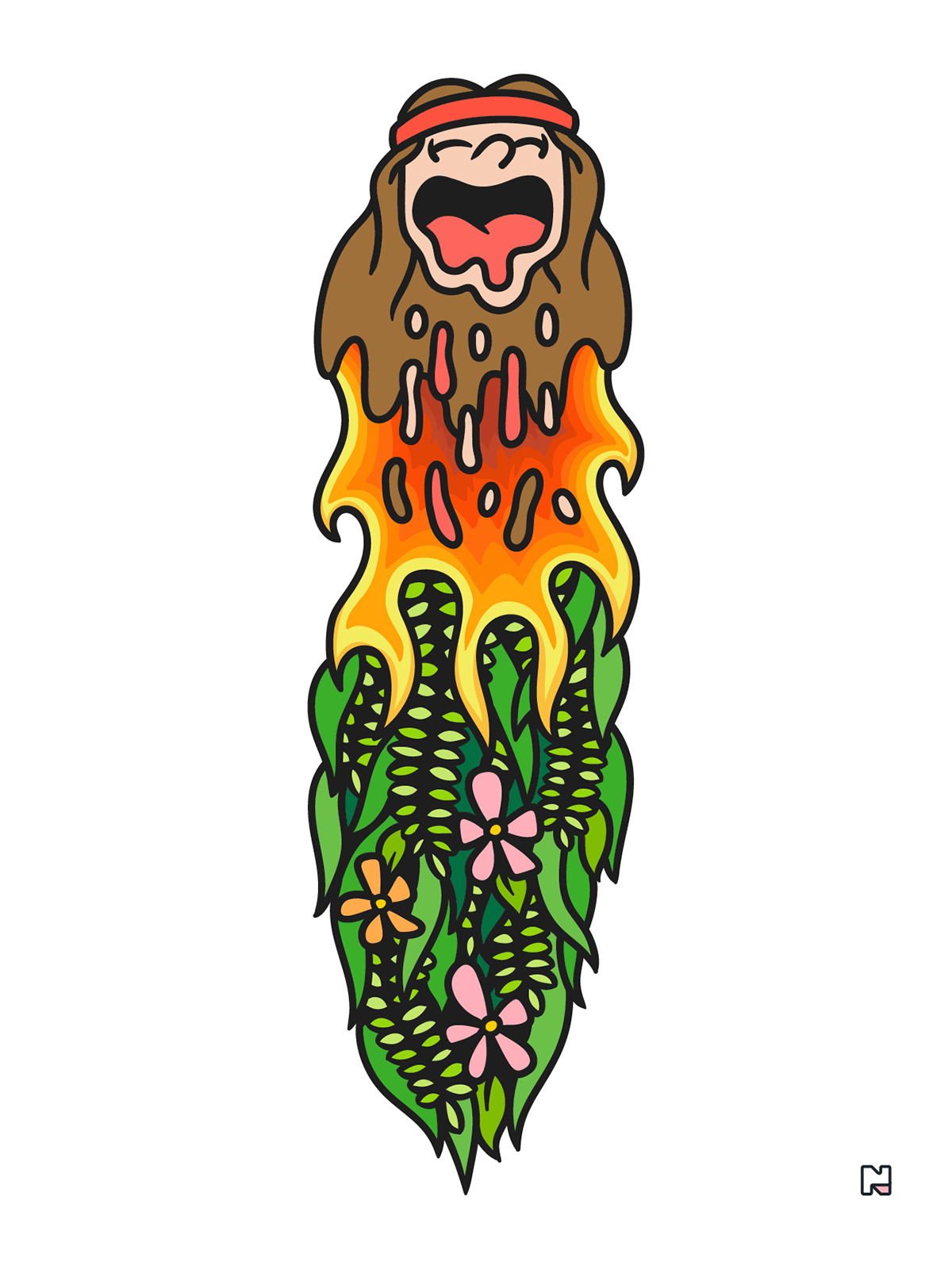 fire ink Plant face Yin Yang life Drawing  soul mind cartoon