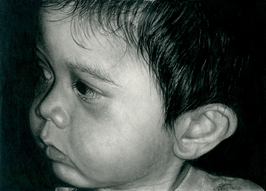 isaac child kid baby charcoal portrait Portraiture