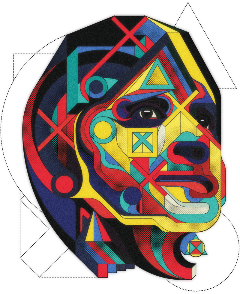 portrait portraits Portraiture magazines publishing   vector Illustrator geometric charles williams made up Wired GQ