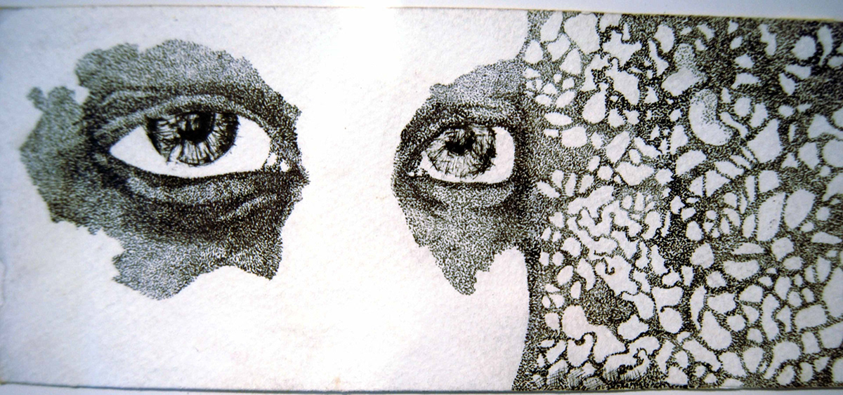 hand drawn mark-making texture pattern detail line line drawing black and white fine art eyes portrait identity art mark making