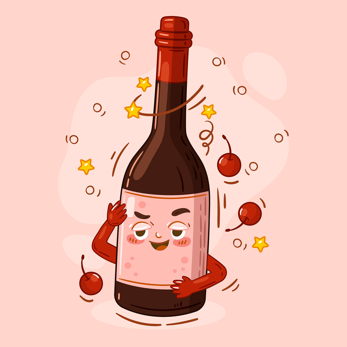 ILLUSTRATION  vector cartoon Character drink beer drunk soda tea wine