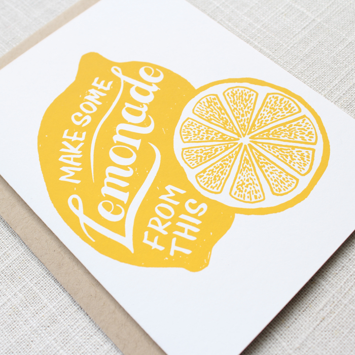 screen print card Stationery yellow lemon