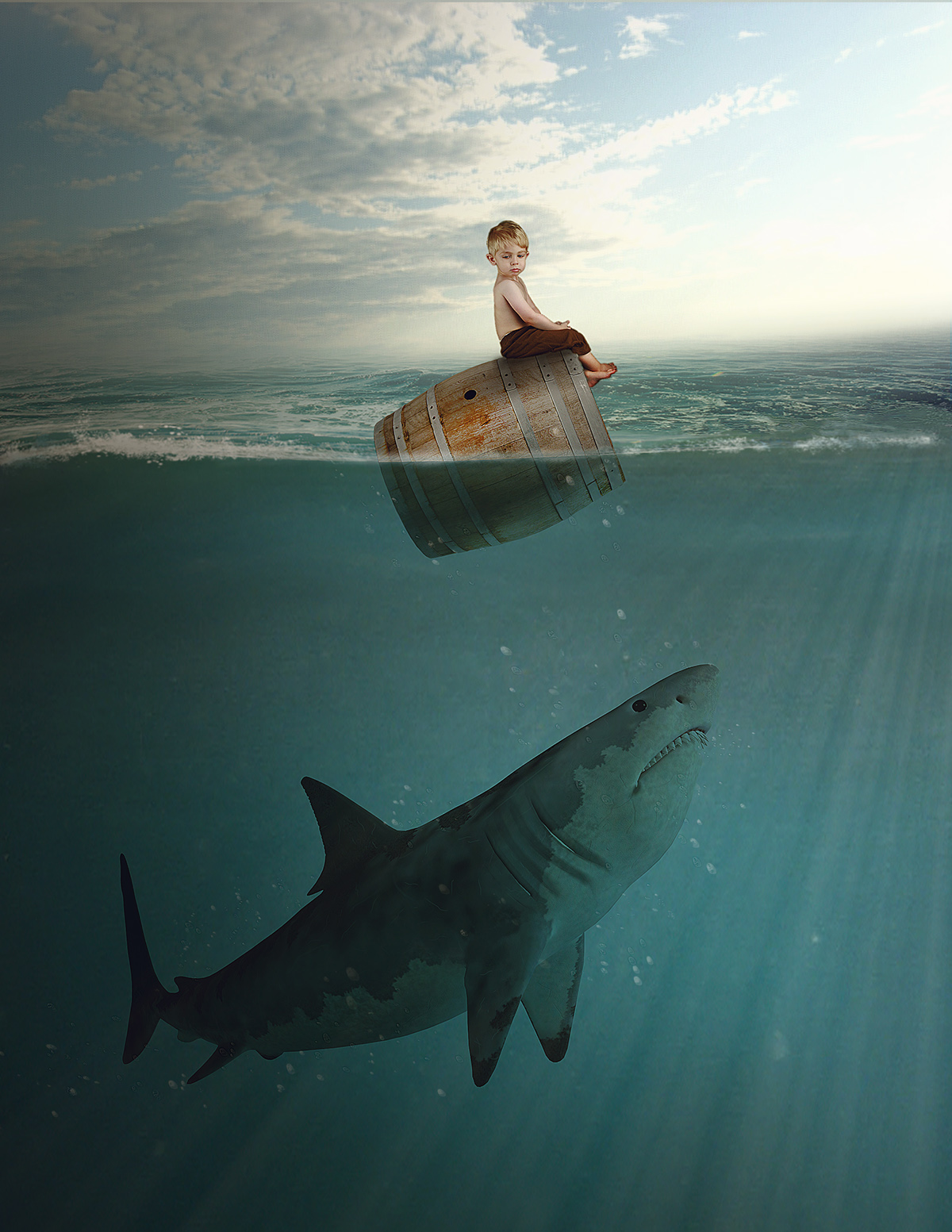 manipulation manipulated boy shark sea water