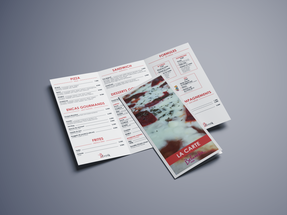 menu restaurant snack tri-fold print leaflet