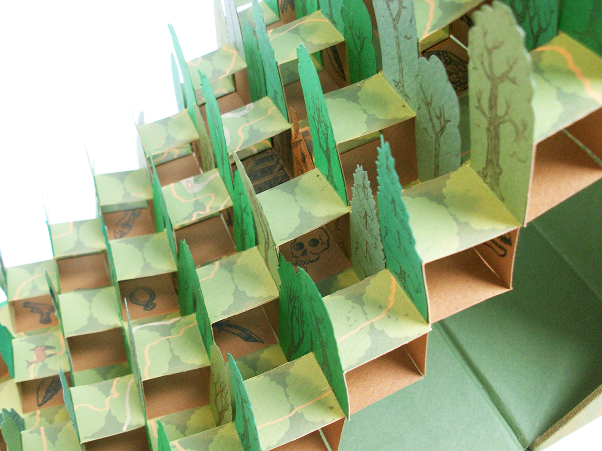 pop up paper Tree  cabin forest mountain green pop-up Popup cut Landscape art artist book toy
