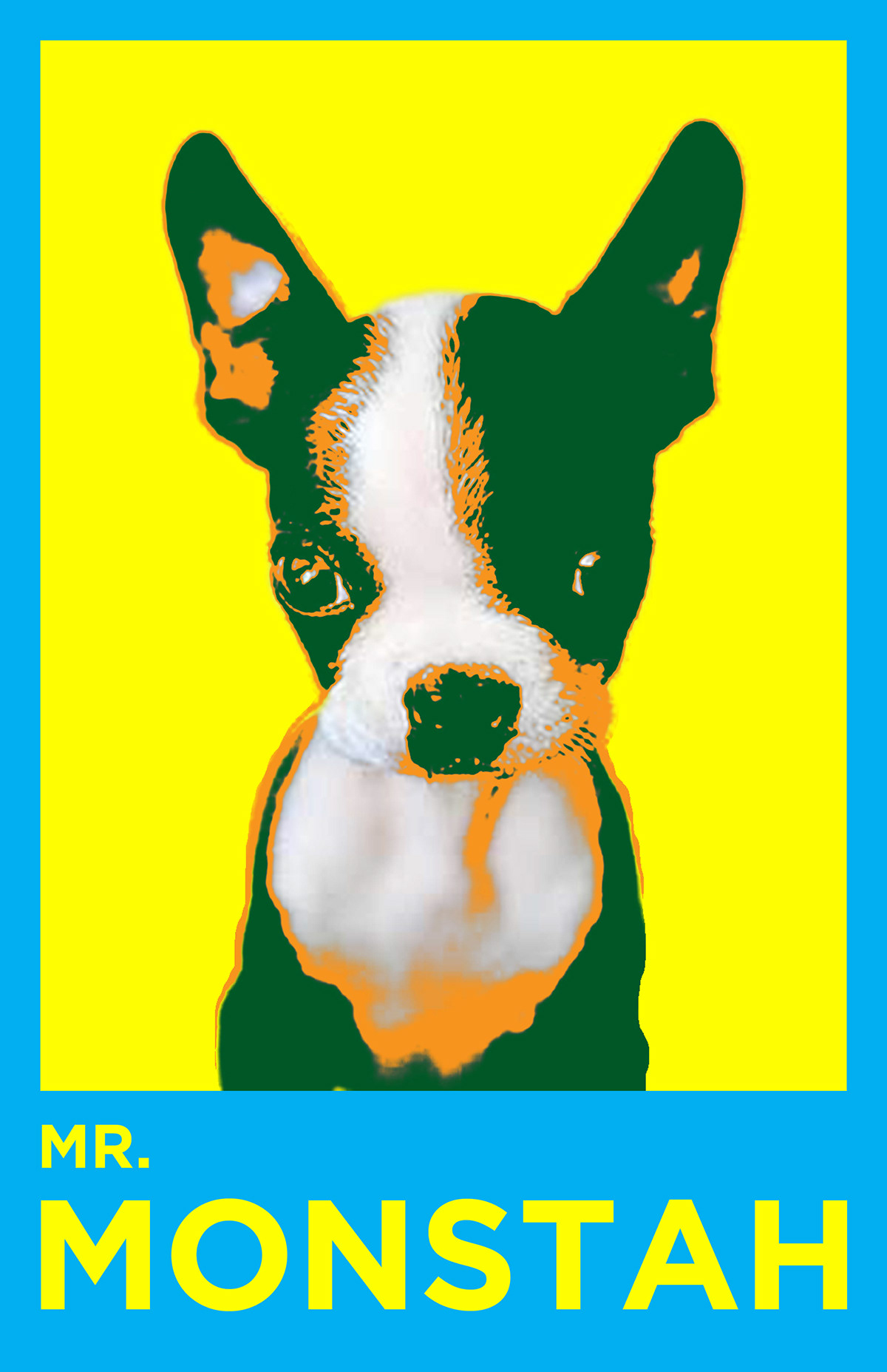 boston terrier boston puppy dog poster Pop Art warhol color photoshop bright Diggy bear monster cute animals