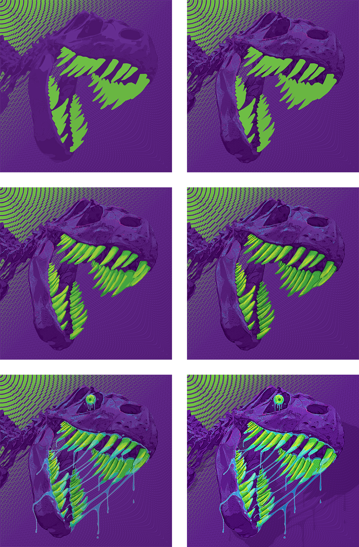 ILLUSTRATION  vector skull neon lime green teeth animal magazine editorial