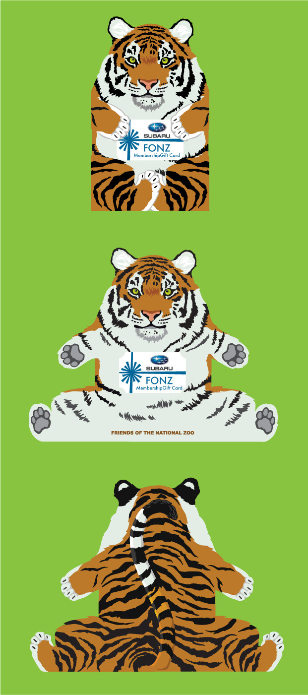 gift card animal Panda  tiger bear 3 dimentional Display Promotional mailer wildlife