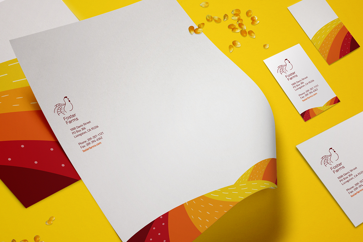 Foster farms chicken poultry farm yellow hills natural warm Stationery Logo Design west coast
