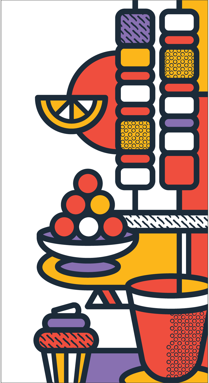 Parramatta Guide Australia heritage Food  Pop Art geometric Patterns ILLUSTRATION  mike karolos