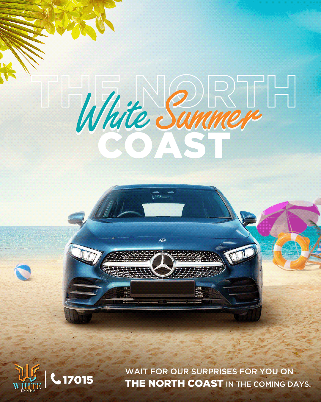 visual design poster car automotive   Social media post summer beach artwork aadvertising Ar Direction