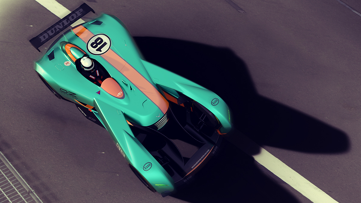 V concept car Racing 3D model rendering Competition Helmet race Render sportcar concept