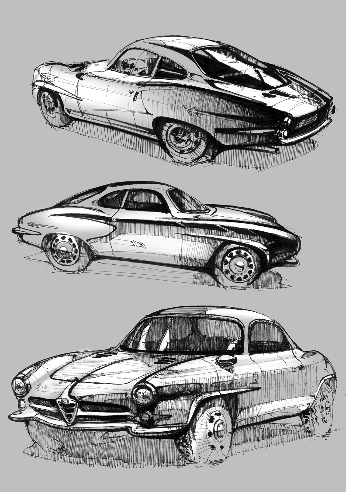 sketching Cars aston martin bugatti alfa romeo Lancia Stratos bertone