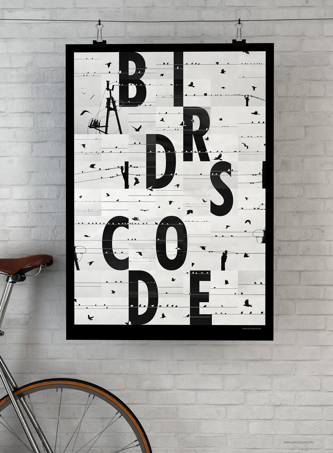 birds code poster NEO jurek  typo black White