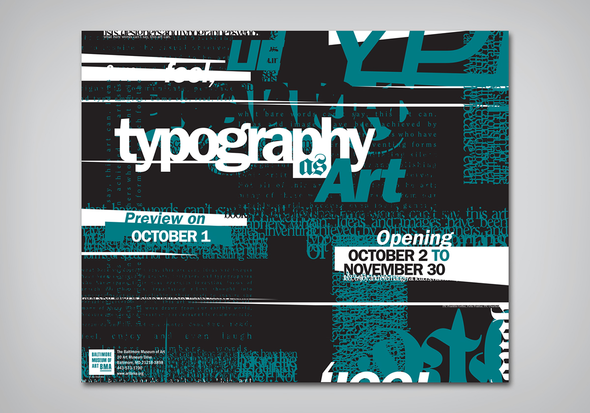 Adobe Portfolio Typography as Art poster postcard 2-color BMA Baltimore Museum Art