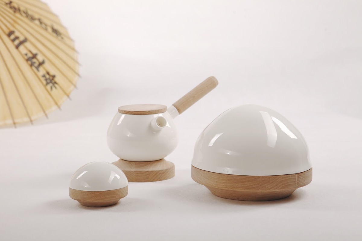 porcelain wood design japanese tea product design  student Project woodwork