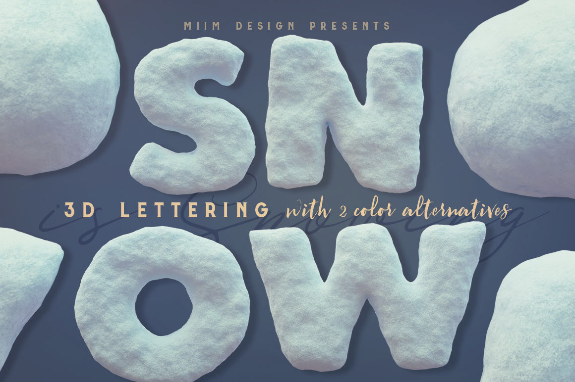 dealjumbo Deal bundle 3D lettering 3D Font 3D typography snow font Ice Font sand rock