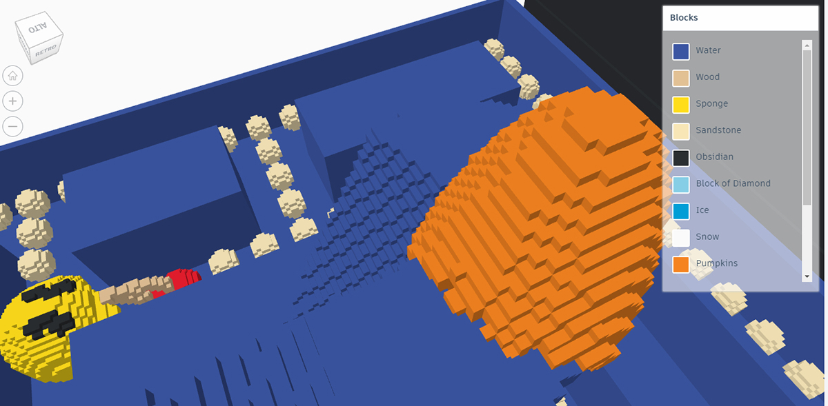 Pac-Man Pacman 3D tinkercad game voxel