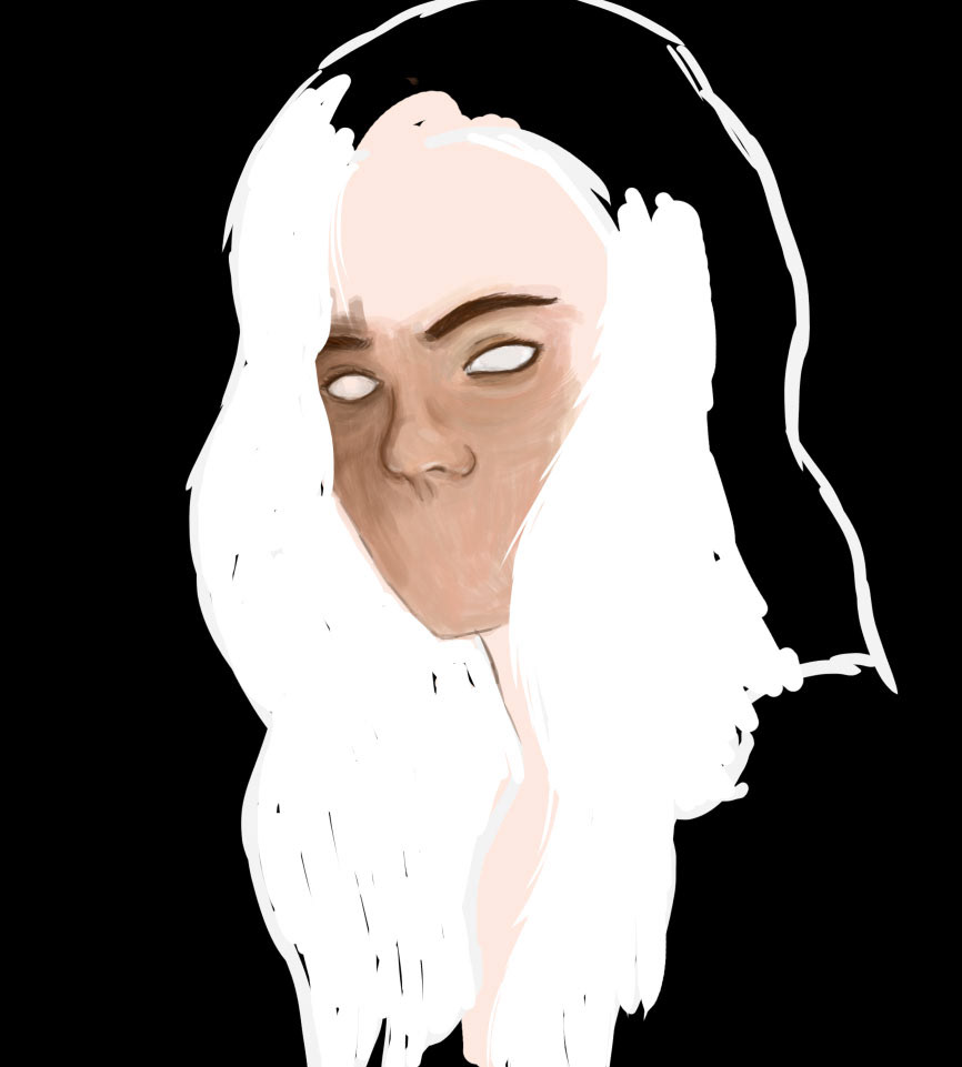 dark white hair computer graphics sketch  photoshop wacom girl woman