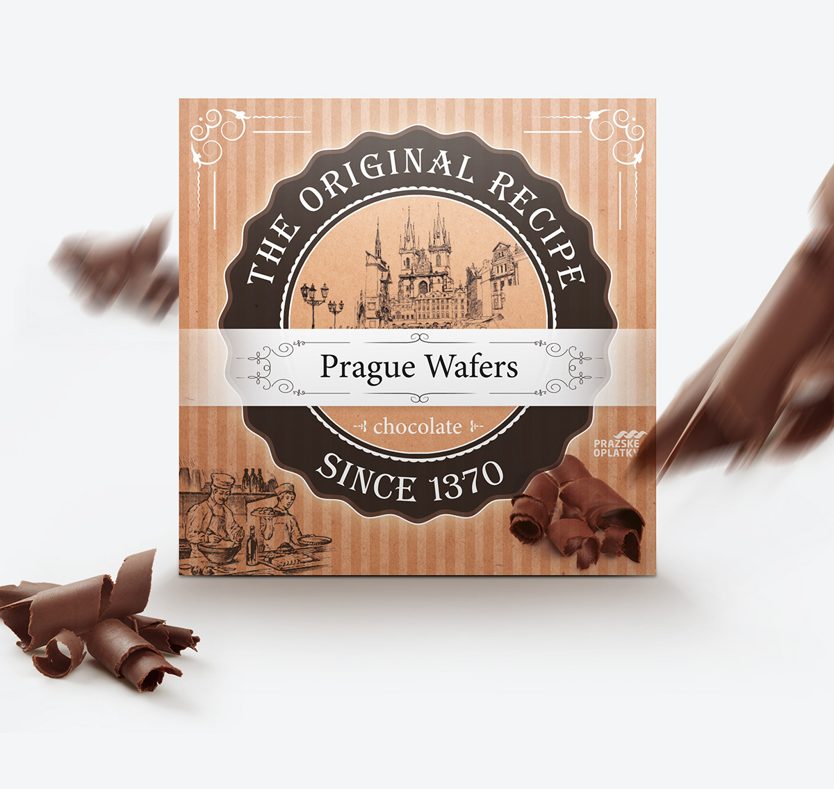 prague Wafers hazelnut chocolate Czech sweet product traditional cookies biscuit shortbread foodstuff Food  box