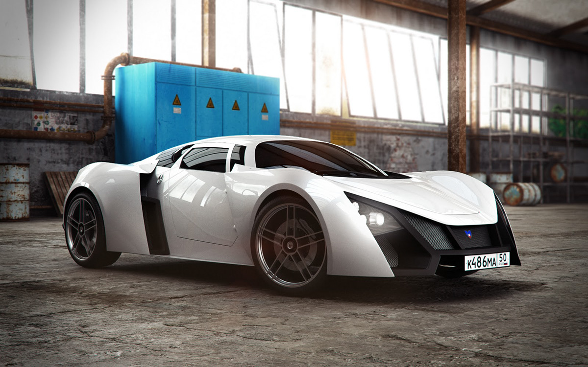 3d's max V-ray marussia b2 automative sport car