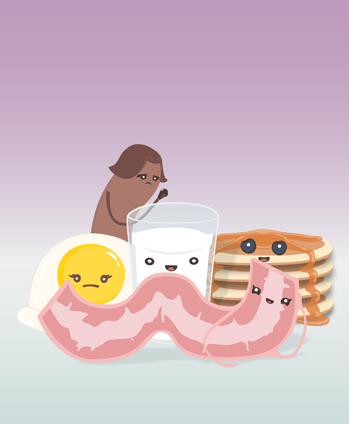'illustration' portfolio sandwich meat bacon eggs muffin Gingerbread Mash potato potatoe milk breakfast club Food 