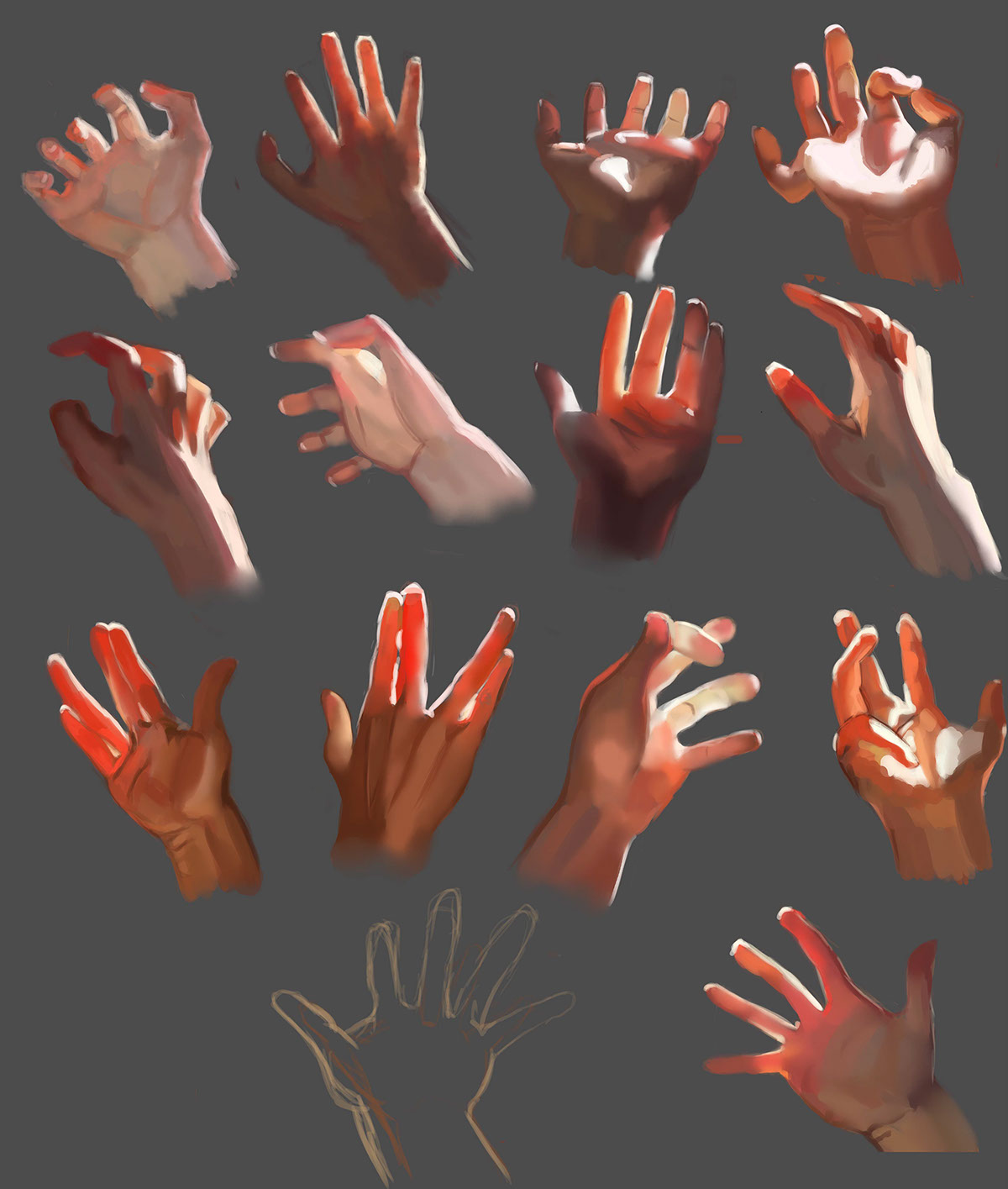 hands light study illustratng Practice