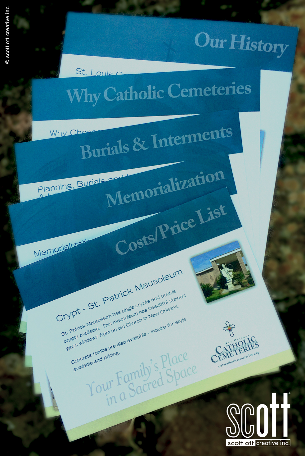 graphic design nola nola graphic design sales kit new orleans Catholic Cemeteries Archdiocese NOLA