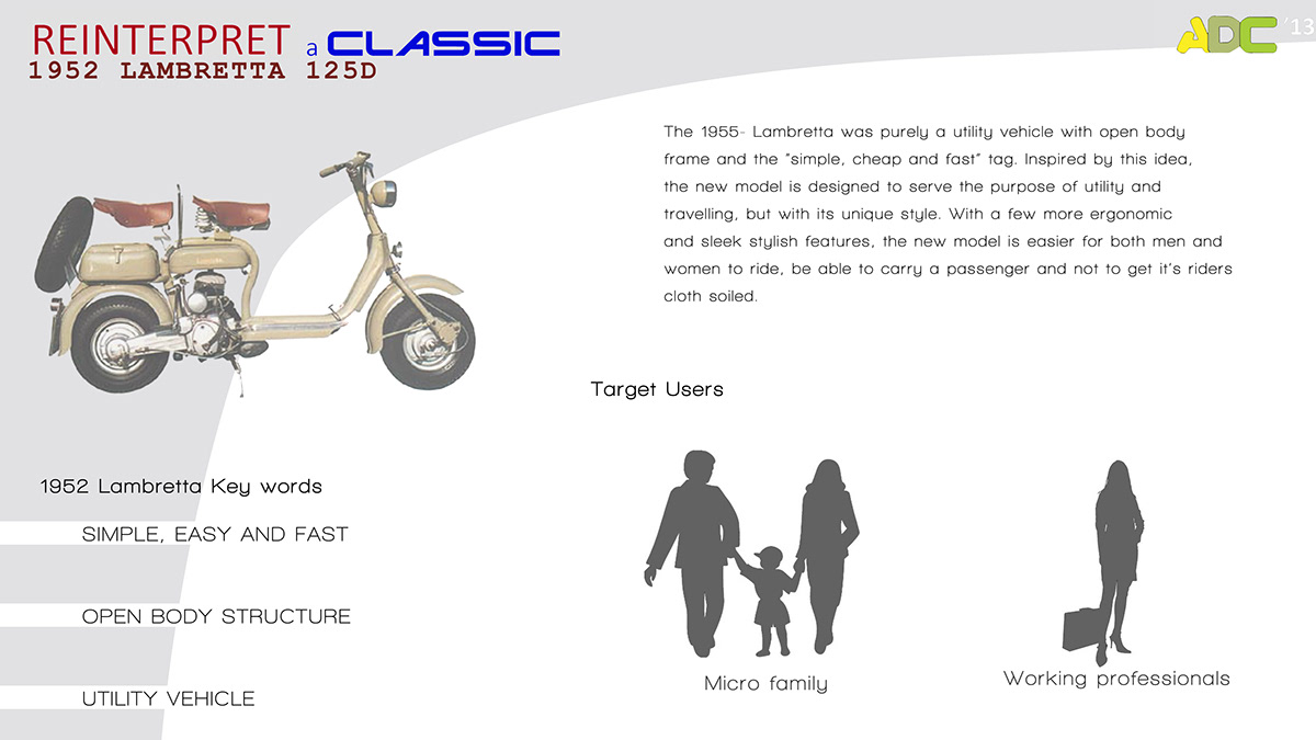 Reinterpret a Classic Lambretta Scooter Two Wheeler design