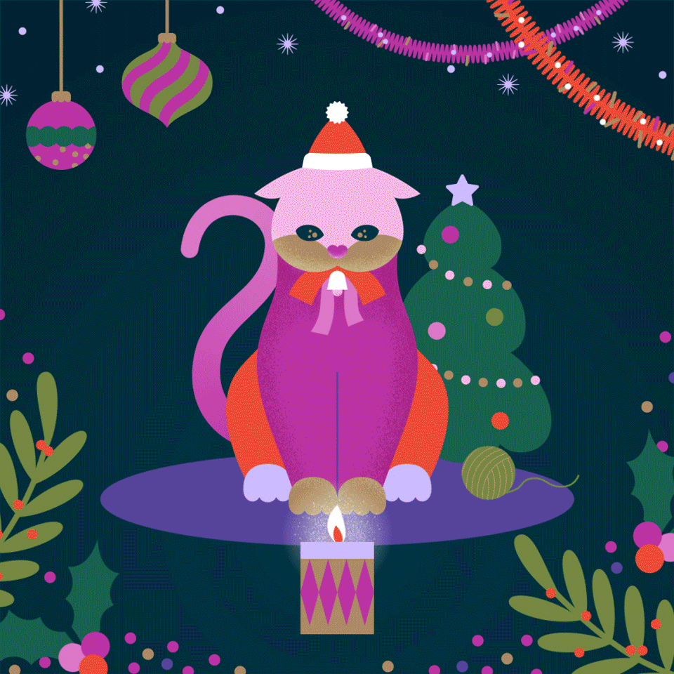 Christmas Cat Santa Cat santa candle festive 3D illustration 3D 3d artwork