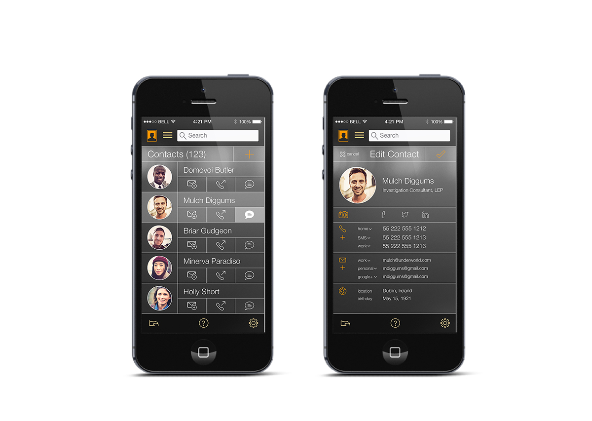 Contacts ios app template