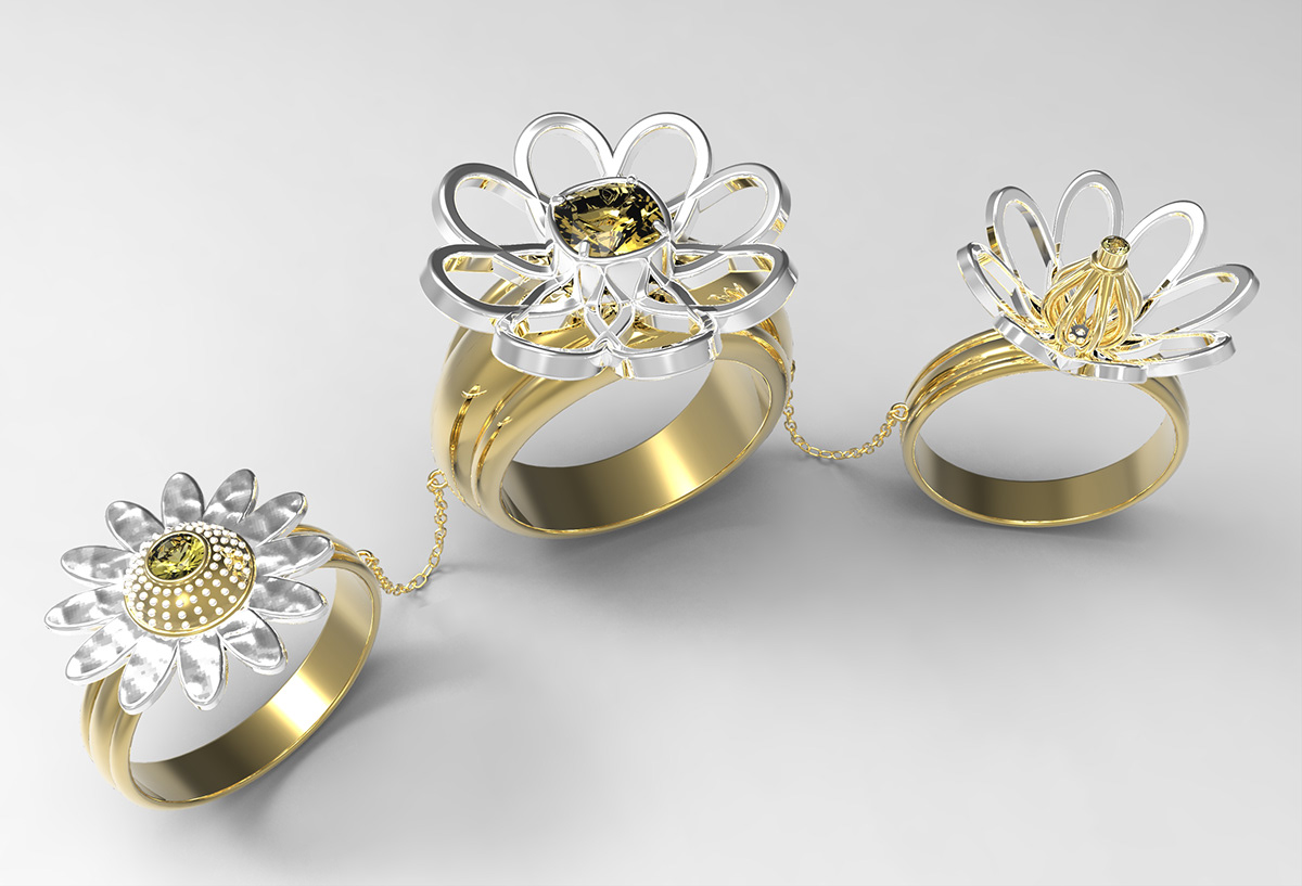 Rhino keyshot 3D Rendering modeling jewelry Citrine