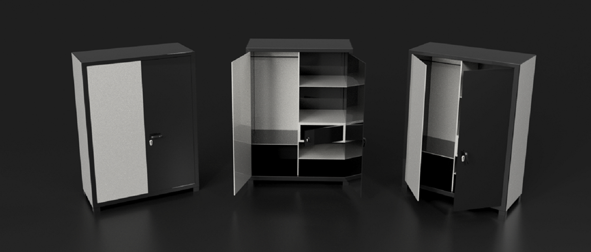 Adobe Portfolio cabinet sheet metal design product industrial 3D model Autodesk Fusion360