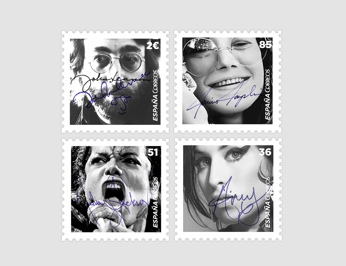 lettering postal stamp rock
