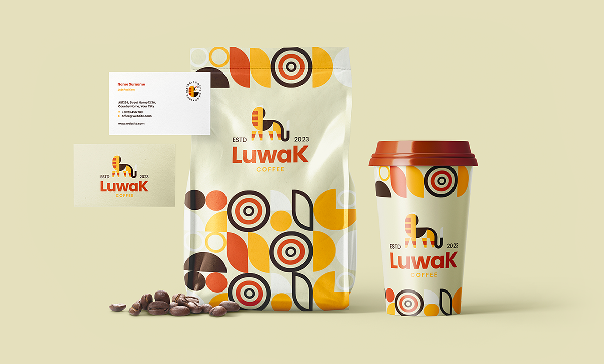 brand identity Logo Design identity Coffee cafe coffee shop Logotype Luwak kopi geometric