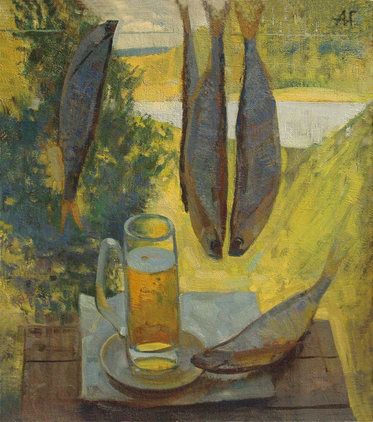 summer Oil Painting artwork beer fish symbolism impressionism