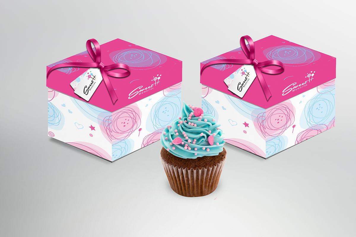 logo Sweets Food  corporate box design cake cupcake sweet memories logo store