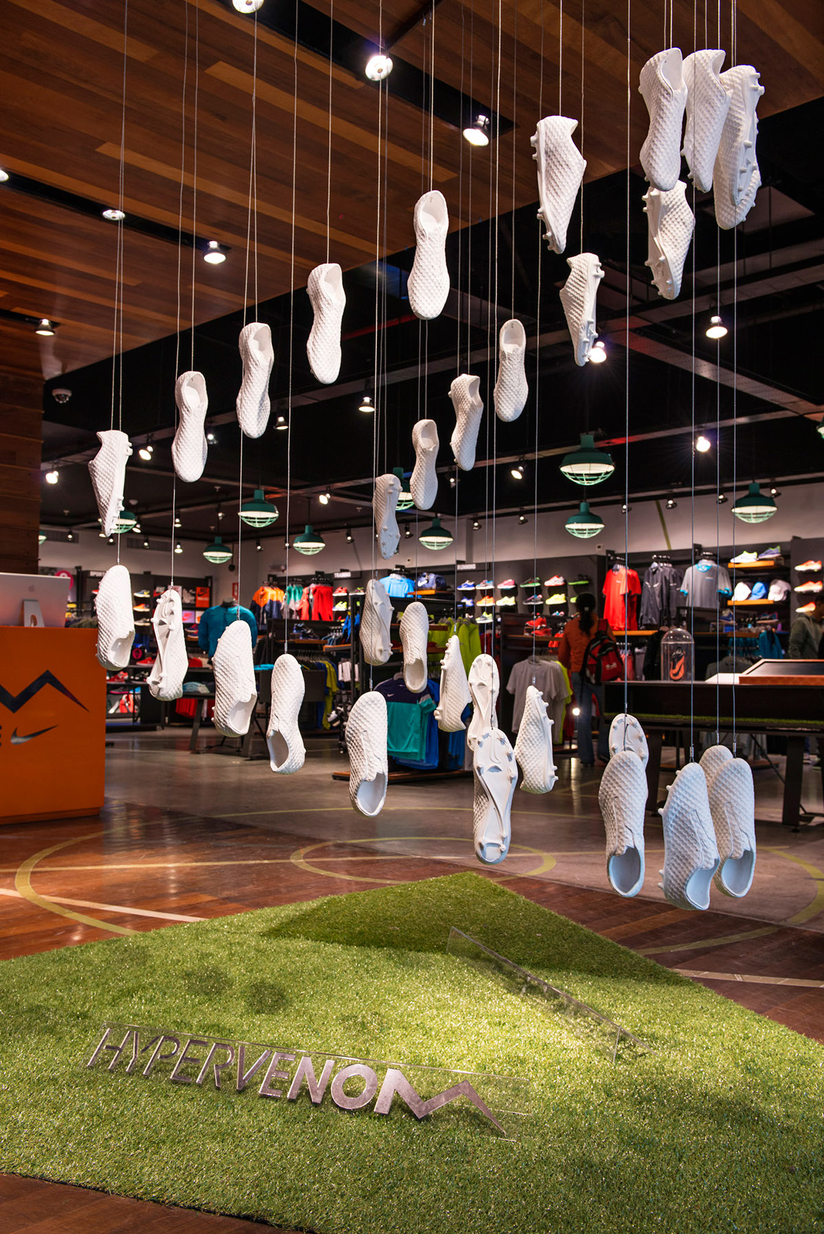 Nike installation Hypervenom shoes store Visual Merchandising Breed Attack jaw soccer Instore Installation