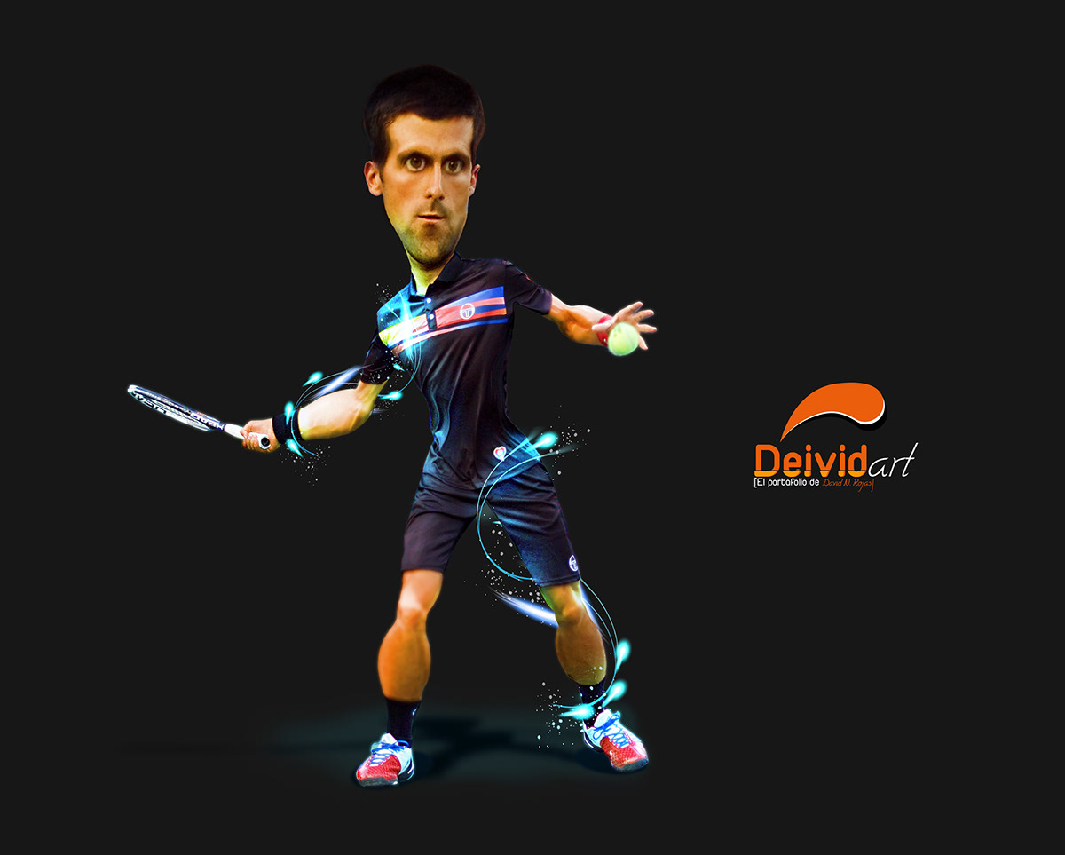 cartoon Novak Djokovic tenis retouch