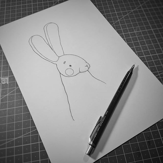 ILLUSTRATION  pen paper cross hatching Pointillism animal bunny