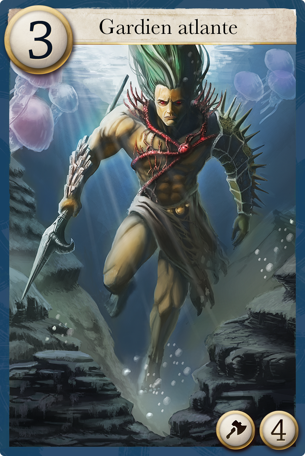 ronan Quere Charvy painting   Drawing  Ocean sea guardian spear warrior