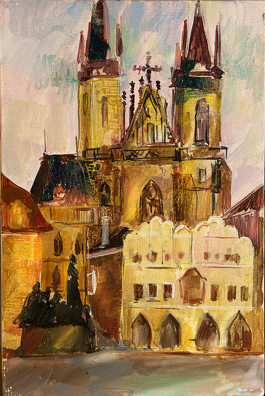 painting art travel prague city old houses My trip to prague along the way I made sketches of the old city center