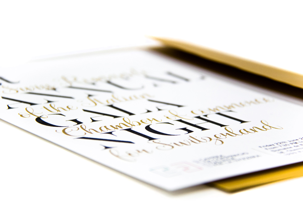 Invitation Gala night card envelope swiss design elegance