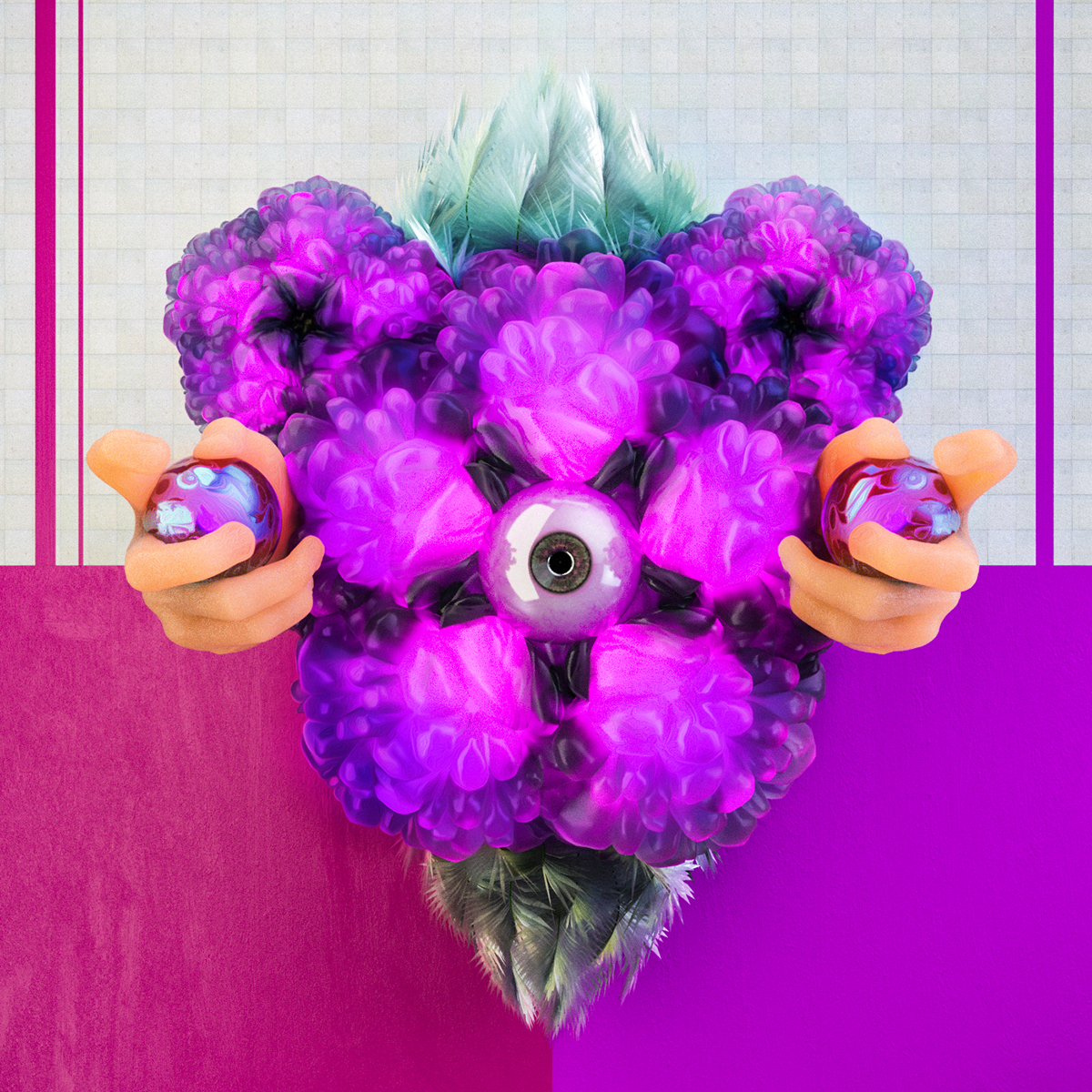 surreal abstract Scifi purple violet ultraviolet octane c4d 3dart skull