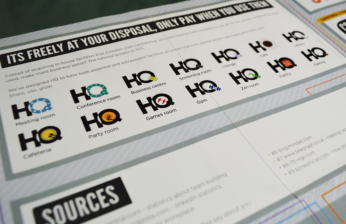 headquarter hq print color icons illustrations graphic design  info graphic foldout brochure grey art