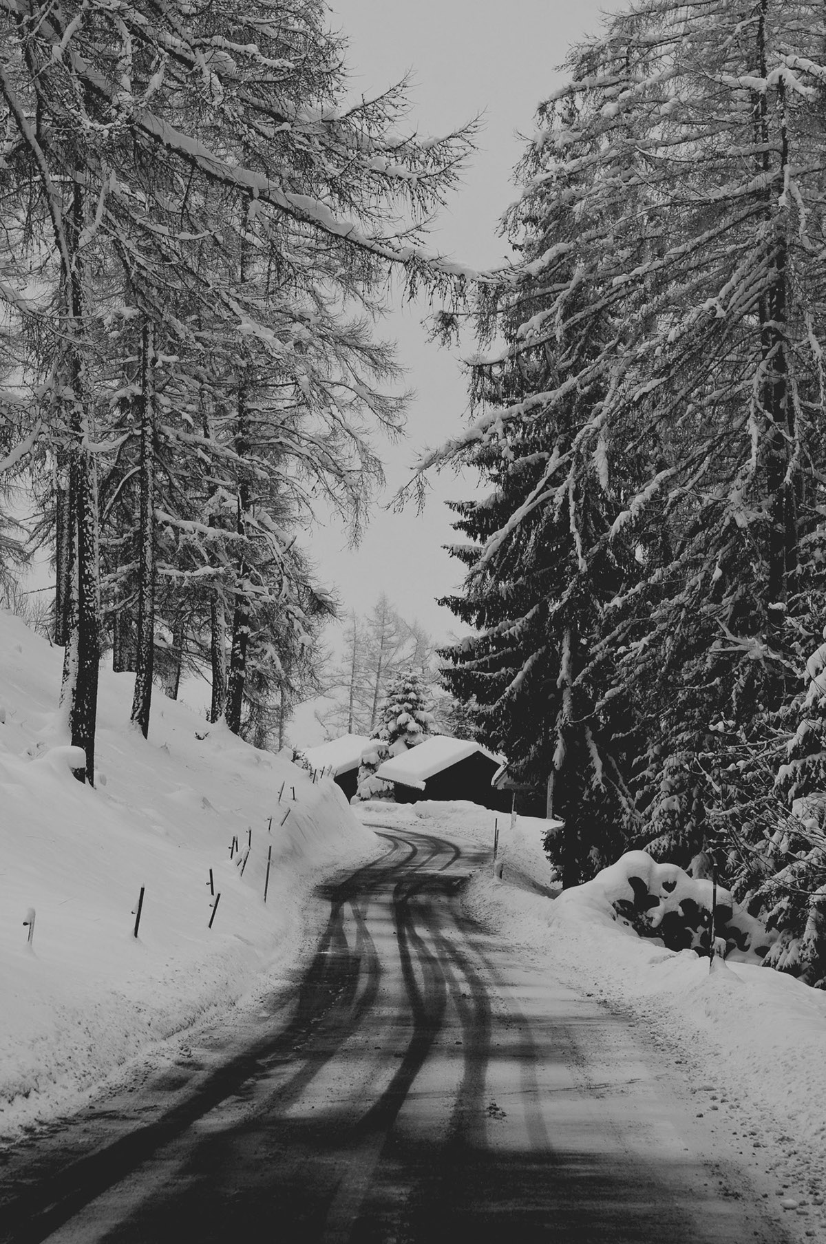 Landscape Switzerland Mounains winter snow black and white